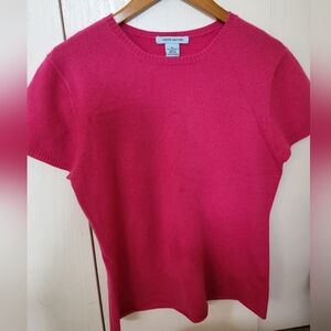 Gene Meyer Pink Short Sleeve Cashmere Sweater Sz XL